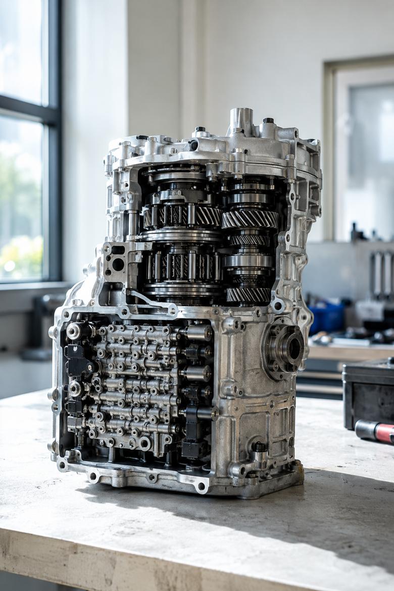 Automatikgetriebe im Schnitt auf der Werkbank